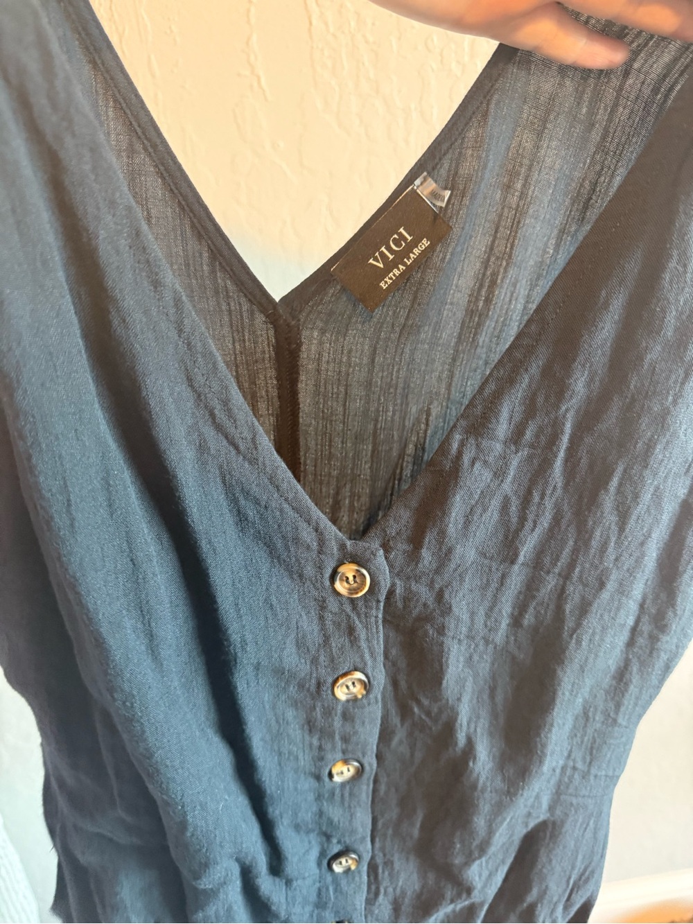 VICI Black linen romper